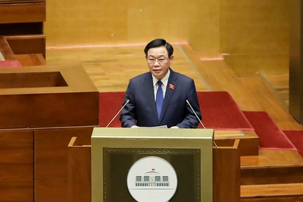 Chủ tịch Quốc hội khóa XV Vương Đình Huệ phát biểu nhậm chức. Ảnh: Quang Hoàng