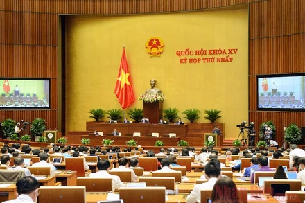 Toàn cảnh phiên họp tại Hội trường ngày 22/7, Kỳ họp thứ nhất, Quốc hội khoá XV. ẢNh: DUY LINH