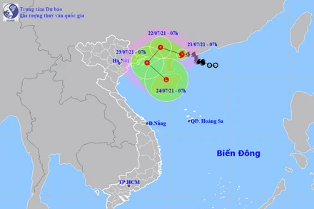 Vị trí và hướng di chuyển của bão số 3. (Nguồn: nchmf.gov.vn)