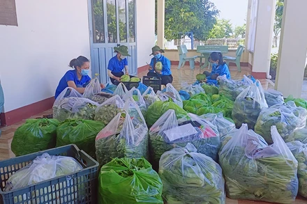 Đoàn viên Huyện đoàn Vĩnh Thạnh chung tay quyên góp, ủng hộ thực phẩm cho người dân TP Hồ Chí Minh.