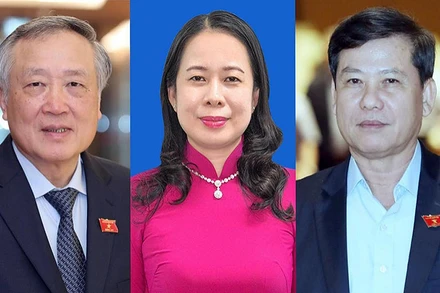 Chánh án TAND tối cao Nguyễn Hòa Bình, Phó Chủ tịch nước Võ Thị Ánh Xuân và Viện trưởng Viện KSND tối cao Lê Minh Trí (Từ trái sang).