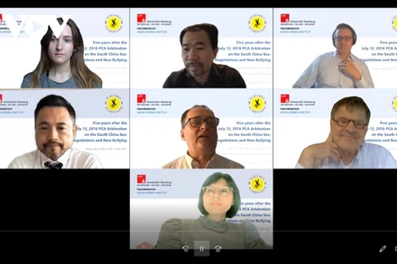 Các đại biểu tham gia hội thảo trực tuyến về Biển Ðông. Ảnh: VOV.