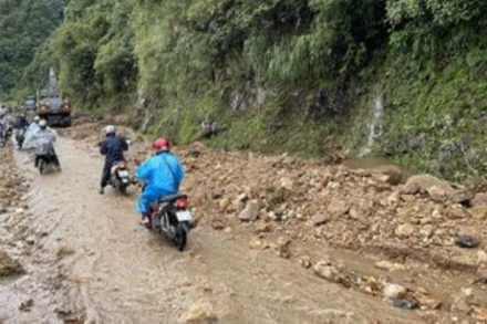 Mưa lớn gây sạt lở tại Lào Cai (ảnh: Tổng cục Phòng chống thiên tai)