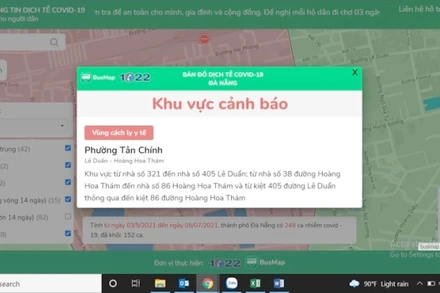 Giao diện Ứng dụng Bản đồ dịch tễ Covid-19.