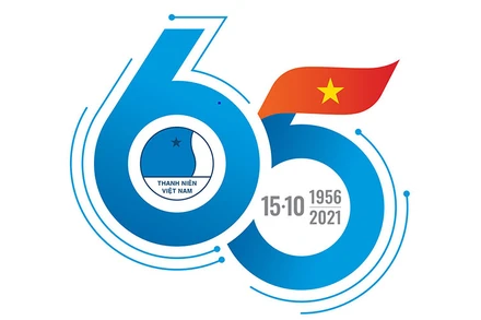 Biểu trưng của Hội Liên hiệp Thanh niên Việt Nam nhân kỷ niệm 65 năm Ngày truyền thống.