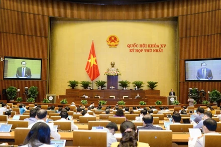 Kỳ họp thứ nhất, Quốc hội khóa XV, ngày 23/7. (Ảnh: Quochoi.vn)