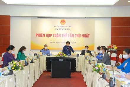 Toàn cảnh Phiên họp toàn thể lần thứ nhất của Ủy ban Xã hội khóa XV.