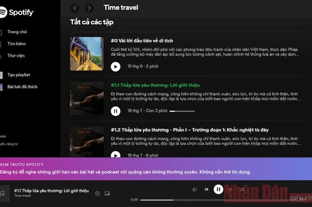 Triển lãm "Thắp lửa yêu thương" bằng hình thức phát thanh miễn phí trên nền tảng Spotify (Ảnh: Chụp màn hình)