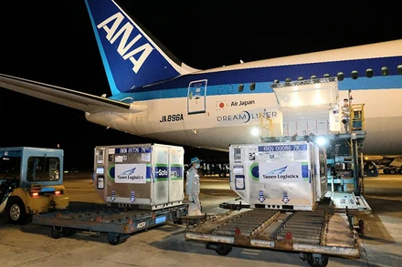 ngày 16/6, Việt Nam tiếp nhận lô vaccine viện trợ đầu tiên từ Nhật Bản. (Ảnh: TRẦN MINH)