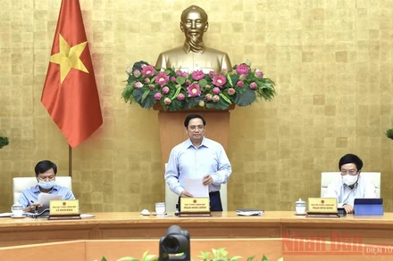 Thủ tướng Phạm Minh Chính chủ trì cuộc họp trực tuyến ngày 23/7. (Ảnh: TRẦN HẢI)