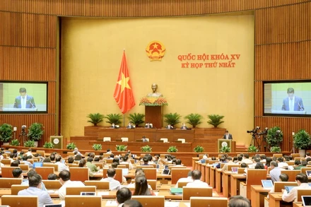 Quang cảnh hội trường kỳ họp thứ nhất, Quốc hội Khóa XV.