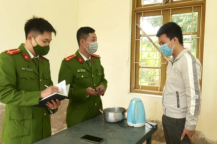 Đối tượng Lê Hữu Ước tại cơ quan công an.