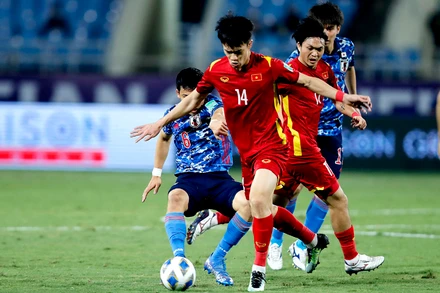 Đội tuyển Việt Nam đã có trận đầu đầy cố gắng trước Nhật Bản. (Ảnh: VFF)