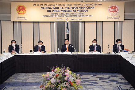 Thủ tướng Phạm Minh Chính làm việc với lãnh đạo các tập đoàn lớn của Nhật Bản trong lĩnh vực chuyển đổi số.