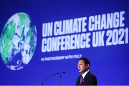 Thủ tướng Nhật Bản Kishida Fumio phát biểu tại COP26. (Ảnh: Reuters)