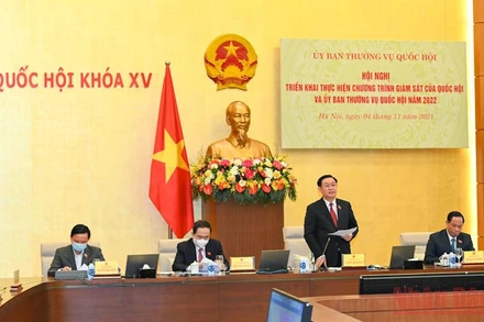 Chủ tịch Quốc hội Vương Đình Huệ phát biểu khai mạc hội nghị. (Ảnh: DUY LINH)