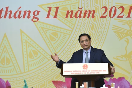 Thủ tướng Phạm Minh Chính phát biểu ý kiến kết luận. (Ảnh: Trần Hải)