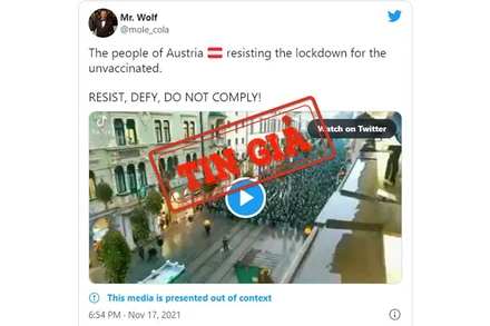 Một bài đăng trên mạng xã hội Twitter với video bị chú thích sai.