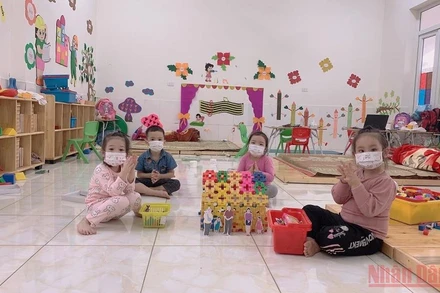 Một phòng học mẫu giáo của Trường mầm non Tiền Châu (thành phố Phúc Yên, Vĩnh Phúc). (Ảnh: HÀ HỒNG HÀ)