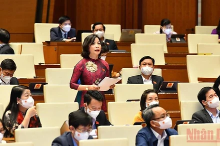 Đại biểu Quốc hội tỉnh Đắk Lắk phát biểu thảo luận tại hội trường, ngày 9/11. Ảnh: LINH NGUYÊN