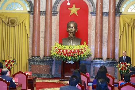 Chủ tịch nước Nguyễn Xuân Phúc phát biểu tại buổi lễ (Ảnh: TTXVN)