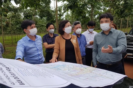 Lãnh đạo tỉnh Bình Phước và lãnh đạo Công ty Cổ phần FPT khảo sát thực địa để hợp tác đầu tư.