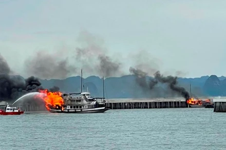 Cứu hộ và dập lửa cho hai tàu du lịch.