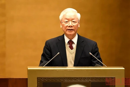 Tổng Bí thư Nguyễn Phú Trọng phát biểu tại Hội nghị. (Ảnh: Đăng Khoa)