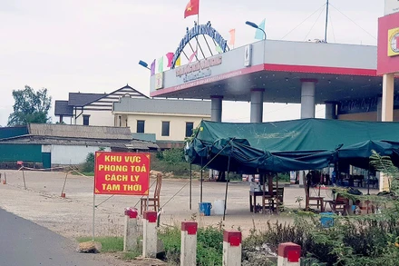 Chốt phong tỏa tại làng Hà Thanh, xã Gio Châu, huyện Gio Linh.