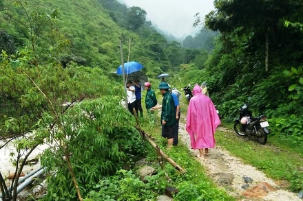 Hiện trường nơi ông Nguyễn Văn Khâm bị lũ ống cuốn mất tích, ở huyện Văn Bàn, tỉnh Lào Cai.