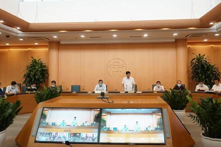Phiên họp Ban chỉ đạo công tác phòng, chống dịch Covid-19 TP Hà Nội chiều 19-8.