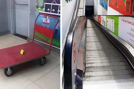 Chiếc xe đẩy trượt từ thang cuốn gây chết người.