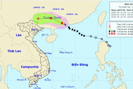 Vị trí và hướng di chuyển của bão số 4. (Nguồn: nchmf.gov.vn)