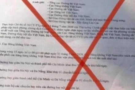 Văn bản lan truyền trên mạng xã hội về "dừng các đường bay nội địa từ 0 giờ ngày 31-7" là giả mạo.