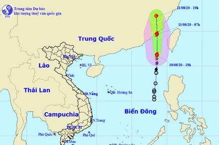 Vị trí và hướng di chuyển của bão số 3. (Nguồn: nchmf.gov.vn)
