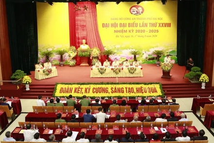 Quang cảnh Đại hội đại biểu lần thứ 28 Đảng bộ Công an TP Hà Nội, nhiệm kỳ 2020-2025.