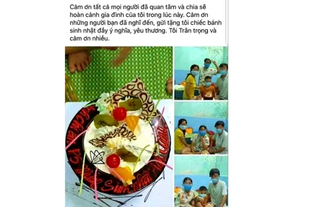 Hình tổ chức sinh nhật ông C. trong khu cách ly được đăng lên Facebook, gây xôn xao dư luận tỉnh Quảng Trị.