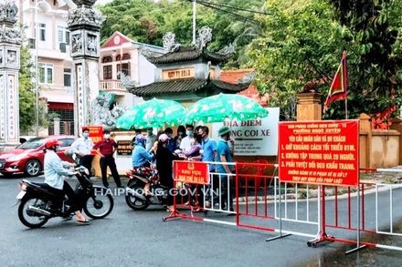 Chốt kiểm soát phòng, chống dịch bệnh tại phường Ngọc Xuyên (quận Đồ Sơn). (Ảnh: Cổng thông tin điện tử TP Hải Phòng)