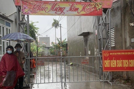 Khu vực dân cư bị phong toả ở xã Tiền Tiến