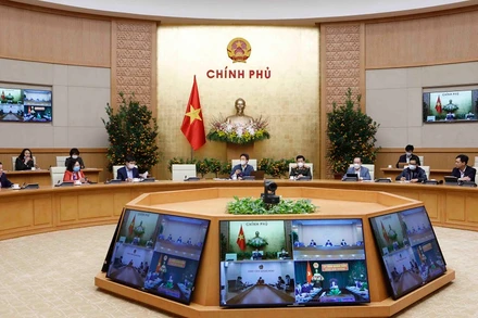 Ban Chỉ đạo Quốc gia phòng, chống dịch Covid-19 họp sáng 3-2. (Ảnh: VGP)