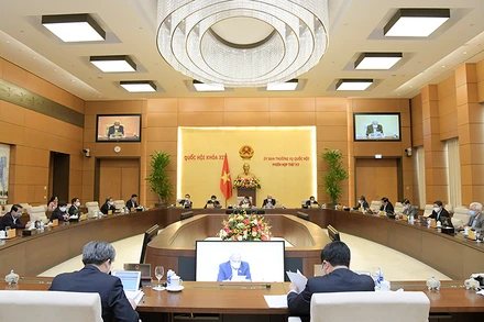 Quang cảnh phiên họp thứ 53 của Ủy ban Thường vụ Quốc hội, sáng 23-2. Ảnh: Quốc hội.