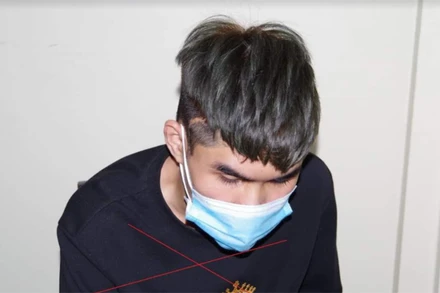 Đối tượng Hùng tại cơ quan điều tra.