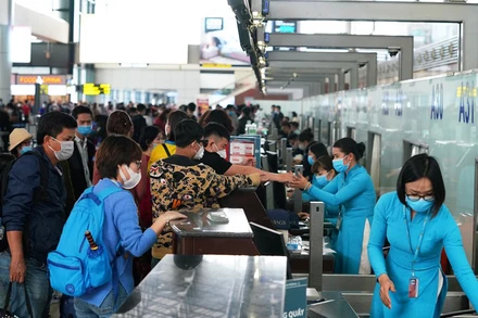 Các chuyến bay nội địa phục hồi tại Nhà ga T1 Nội Bài. (Ảnh: QUANG HƯNG)