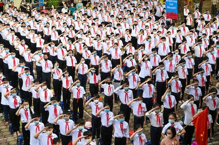 Học sinh Thủ đô trong ngày khai giảng (Ảnh: DUY LINH)