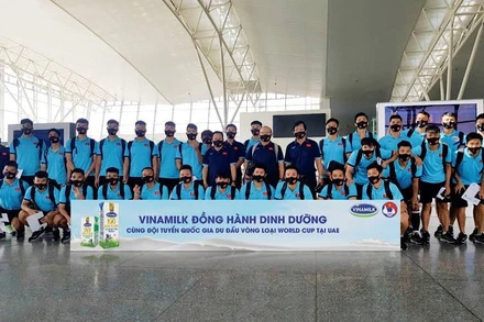 Sản phẩm Vinamilk đồng hành cùng đội tuyển khi tham gia du đấu tại UAE. (Ảnh:VNM)