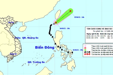 Áp thấp nhiệt đới từ bão số 1 tiếp tục suy yếu. (Nguồn: nchmf.gov.vn)