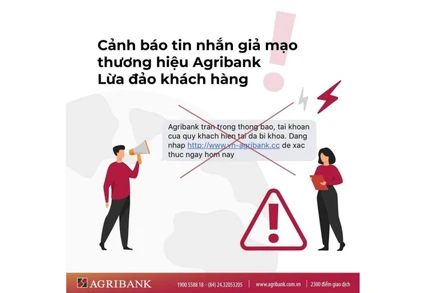 Cảnh báo tin nhắn giả mạo thương hiệu Agribank lừa đảo khách hàng.