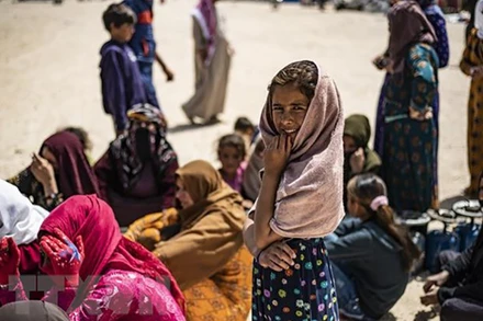 Người dân Syria bị mất nhà cửa do chiến tranh tại Hasakah, đông bắc Syria. (Ảnh: AFP/TTXVN)