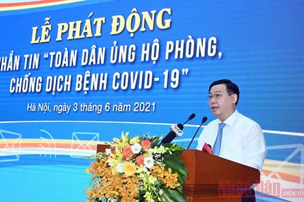 Chủ tịch Quốc hội Vương Đình Huệ phát biểu tại lễ phát động. (Ảnh: Duy Linh) 