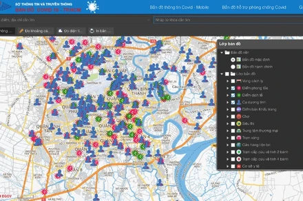 Bản đồ hỗ trợ phòng, chống dịch Covid-19. (Nguồn: bando.tphcm.gov.vn/covid19)